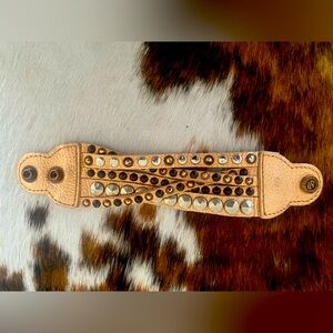 EUC Vintage LEATHEROCK Soft Leather Copper Braided Bracelet Cuff